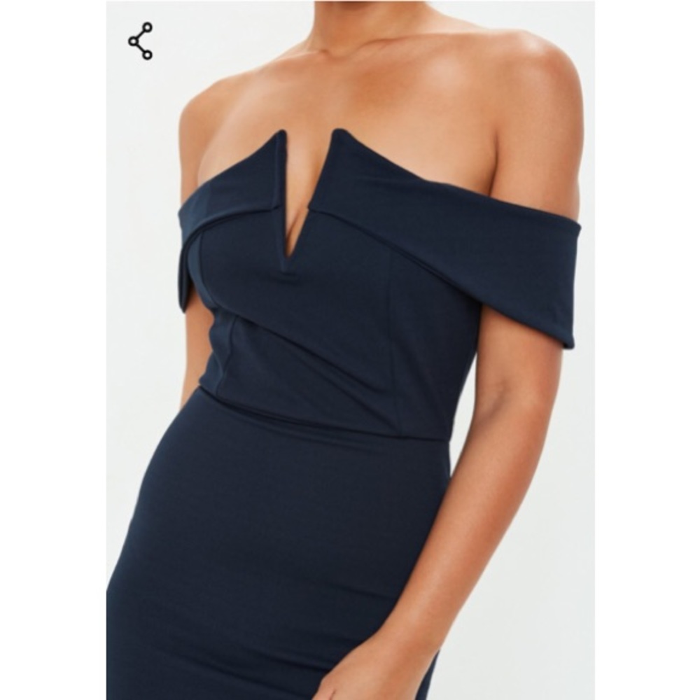 Navy sleeveless midi bodycon dress Missguided Medi - Picture 3 of 6